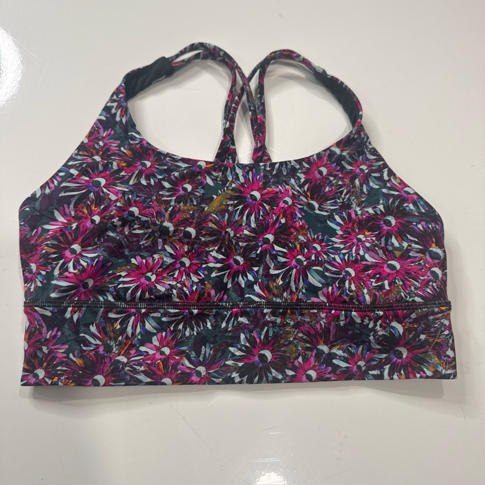 Lululemon Energy Sports Bra Women's 8 Floral Crossback Cup Pads A020126